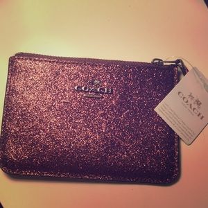 NWT Coach Glitter Key Pouch with Gusset